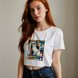 Bauhaus Cat Crop Tişört