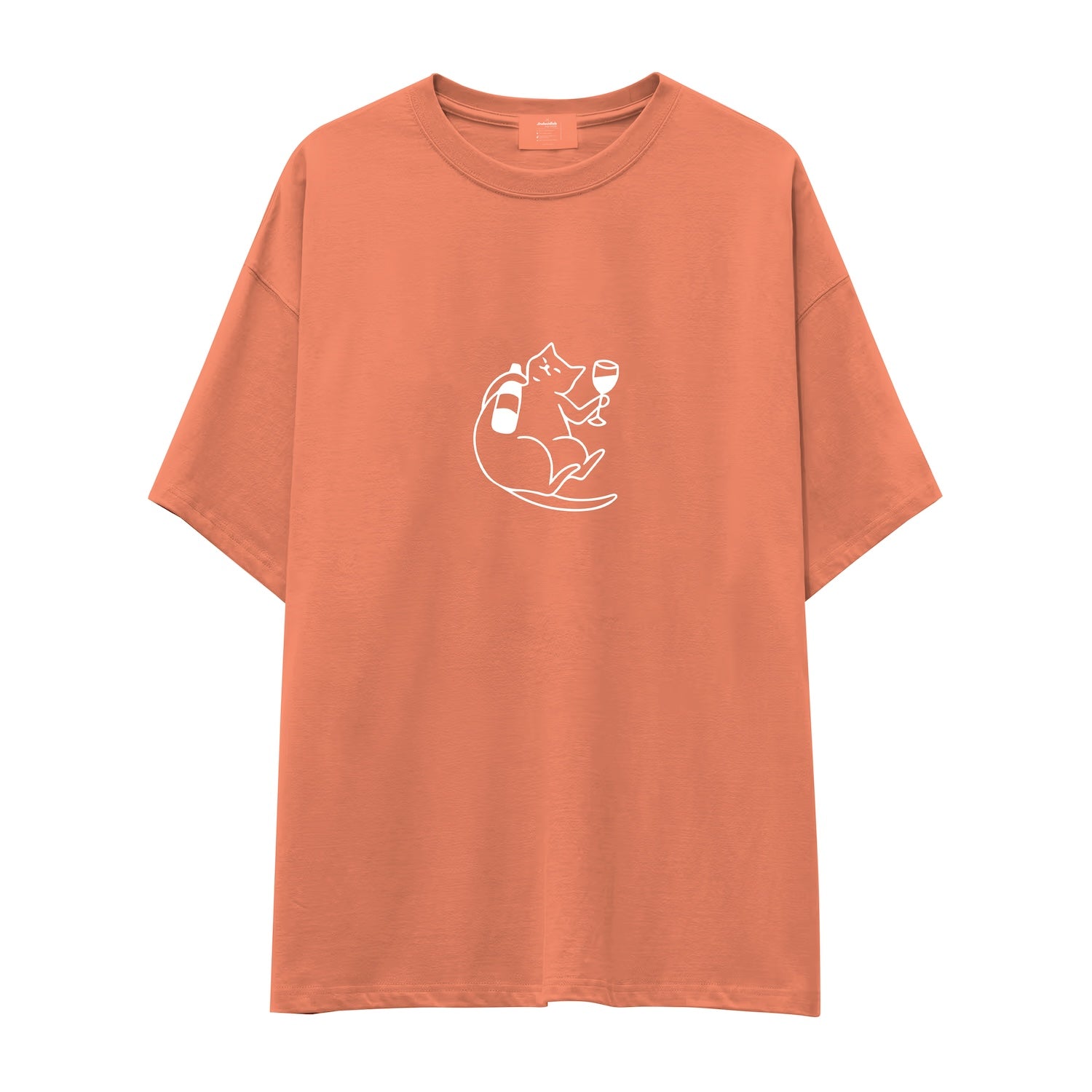 Wine Lover Cat Oversize Tişört