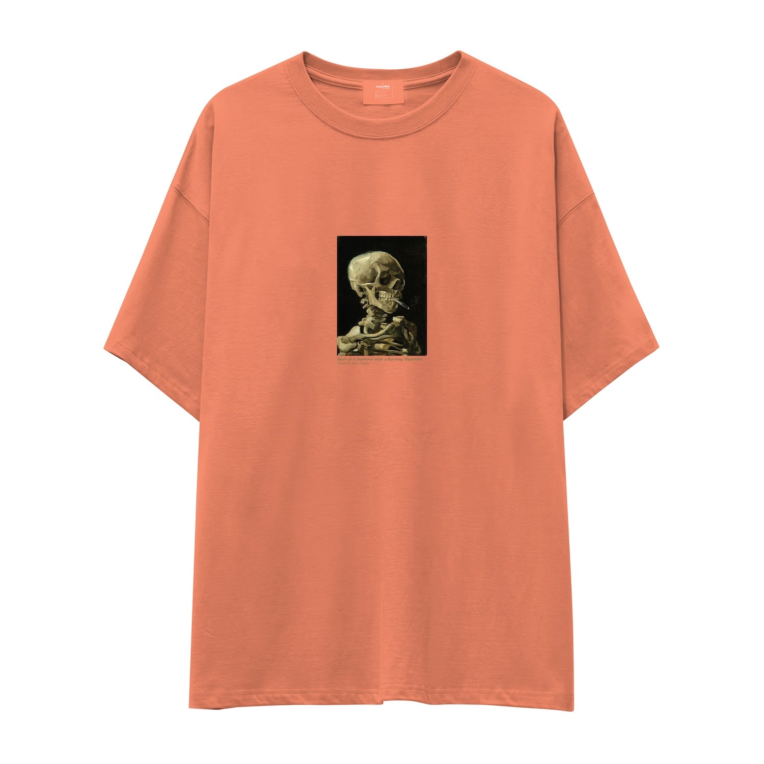 Skull of a Skeleton with Burning Cigarette Oversize Tişört