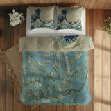 Almond Blossoms & Kanagawa Oki Nami Ura Çift Taraflı Nevresim Takımı