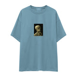 Skull of a Skeleton with Burning Cigarette Oversize Tişört
