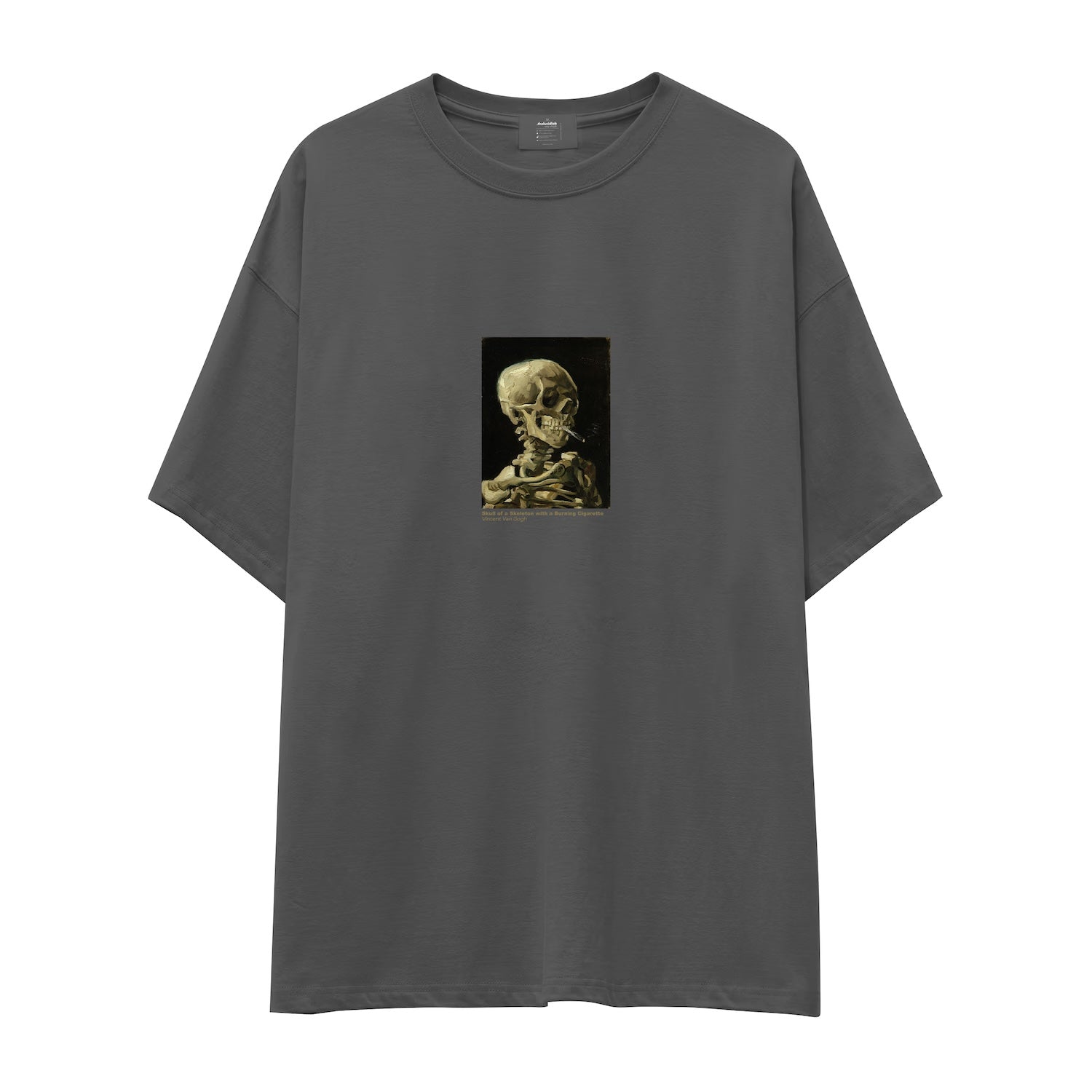 Skull of a Skeleton with Burning Cigarette Oversize Tişört