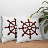 Claret Red Rudder / Marine Themed Double-Sided Throw Pillow Cover 2 Pieces