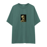 Skull of a Skeleton with Burning Cigarette Oversize Tişört
