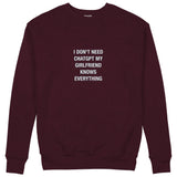 Girlfriend Knows Everything Sweatshirt — Bordo — Görsel 1
