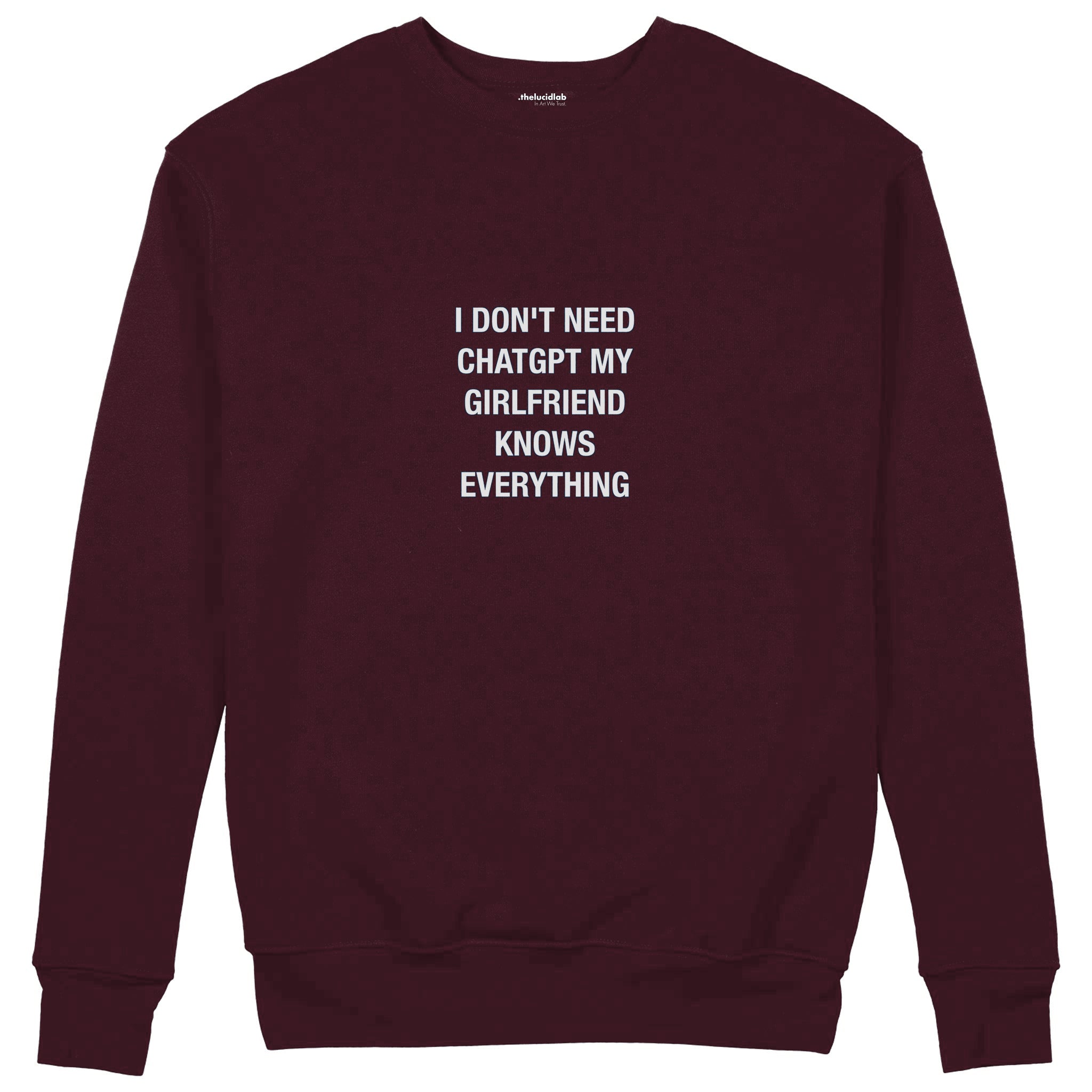 Girlfriend Knows Everything Sweatshirt — Bordo — Görsel 1