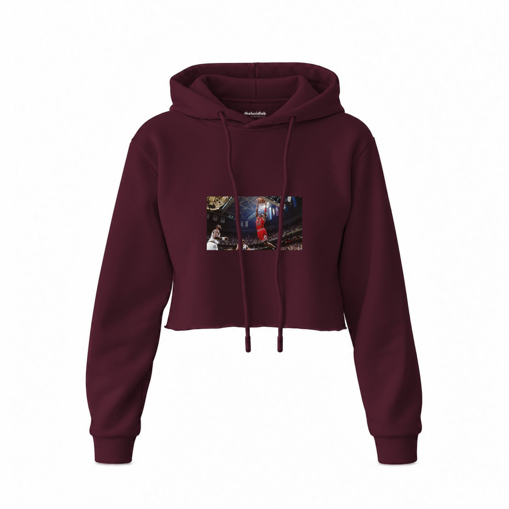 Michael Jordan Chicago Bulls 1997 Crop Hoodie — Bordo — Görsel 1