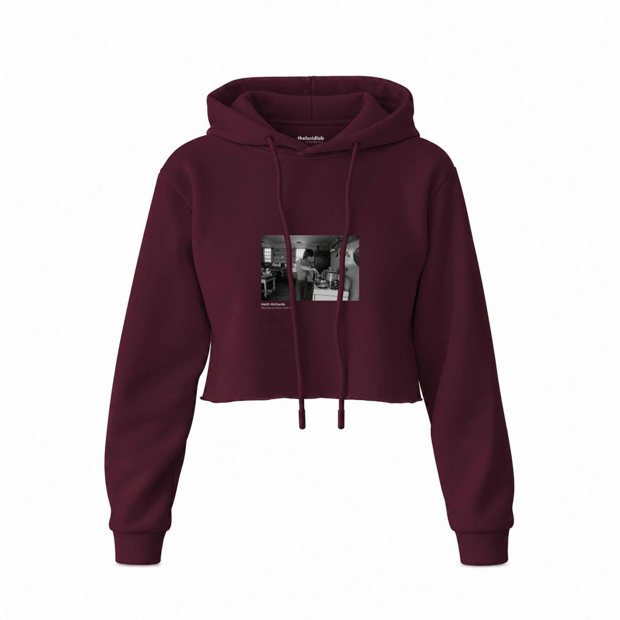Keith Richards Montauk New York 1975 Crop Hoodie — Bordo — Görsel 1