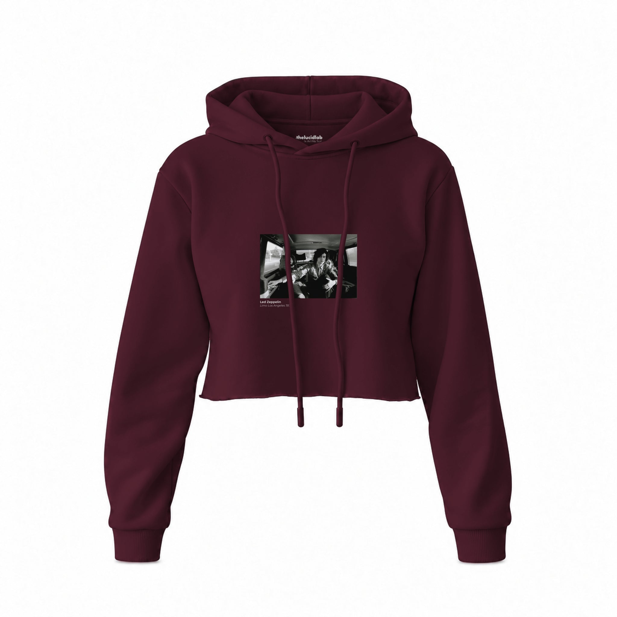 Led Zeppelin Limo Los Angeles 1971 Crop Hoodie — Bordo — Görsel 1