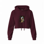 İnci Küpeli Kız Crop Hoodie — Bordo — Görsel 1
