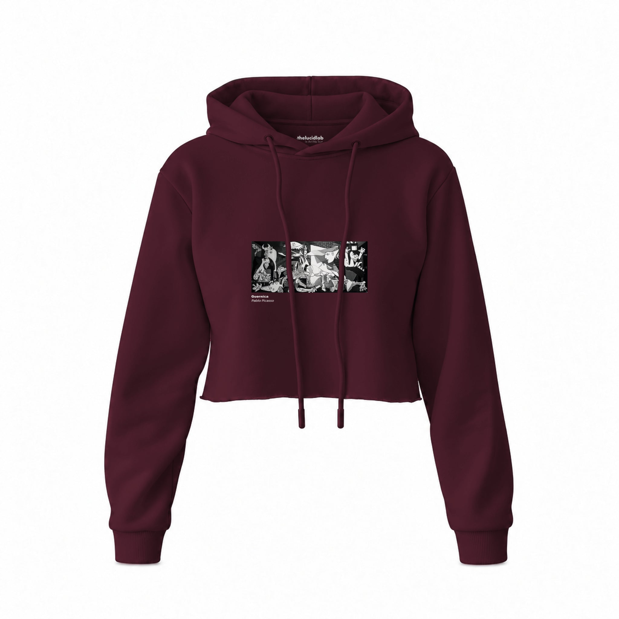 Guernica Crop Hoodie — Bordo — Görsel 1