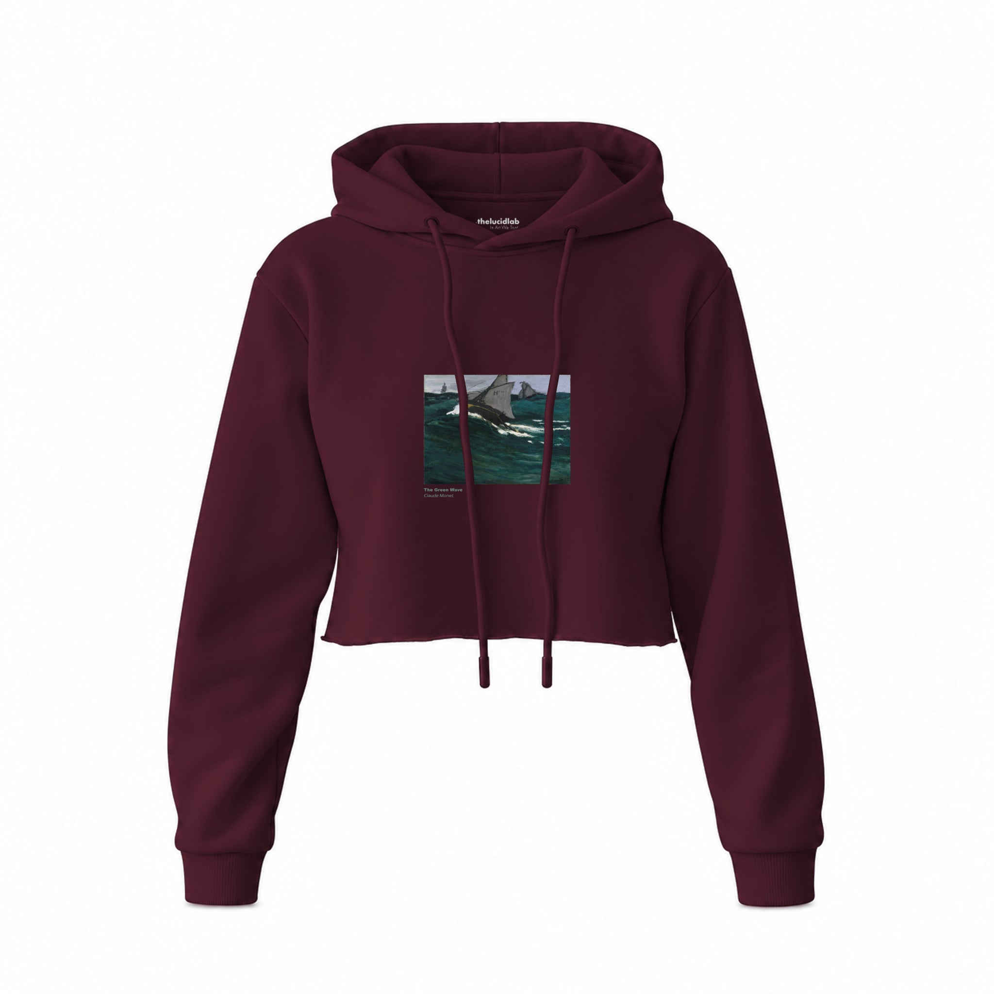 The Green Wave Crop Hoodie — Bordo — Görsel 1