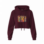 Color Study, Squares With Concentric Circles Crop Hoodie — Bordo — Görsel 1