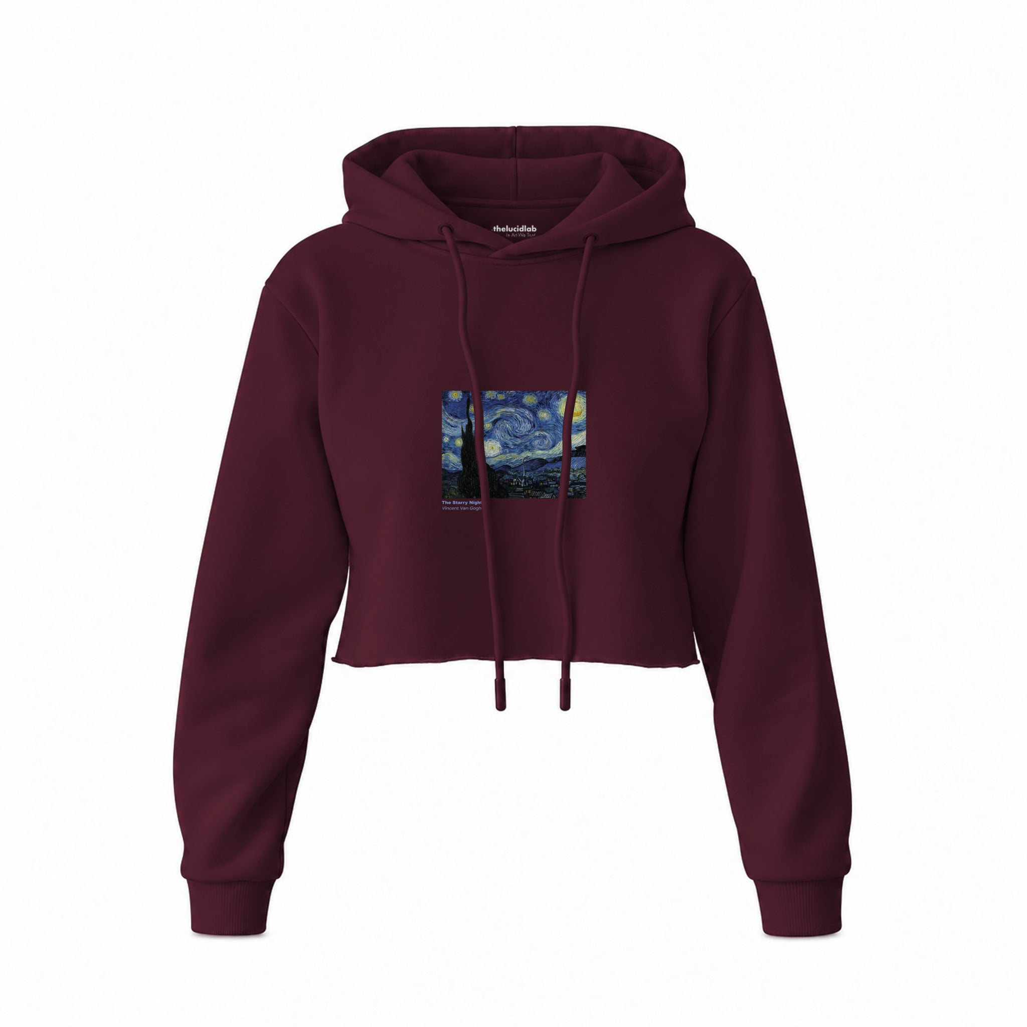 The Starry Night Crop Hoodie — Bordo — Görsel 1