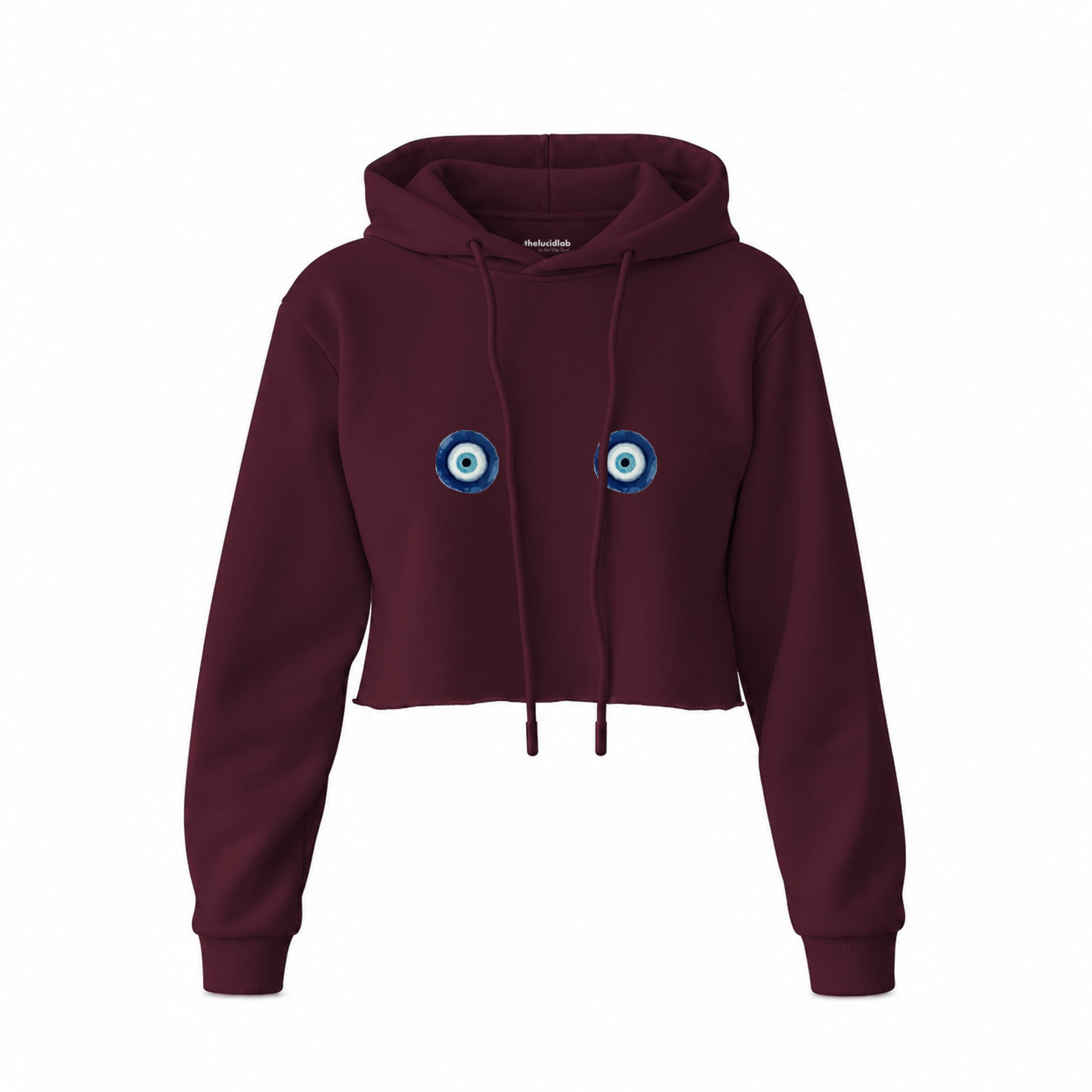 Nazar Crop Hoodie — Bordo — Görsel 1