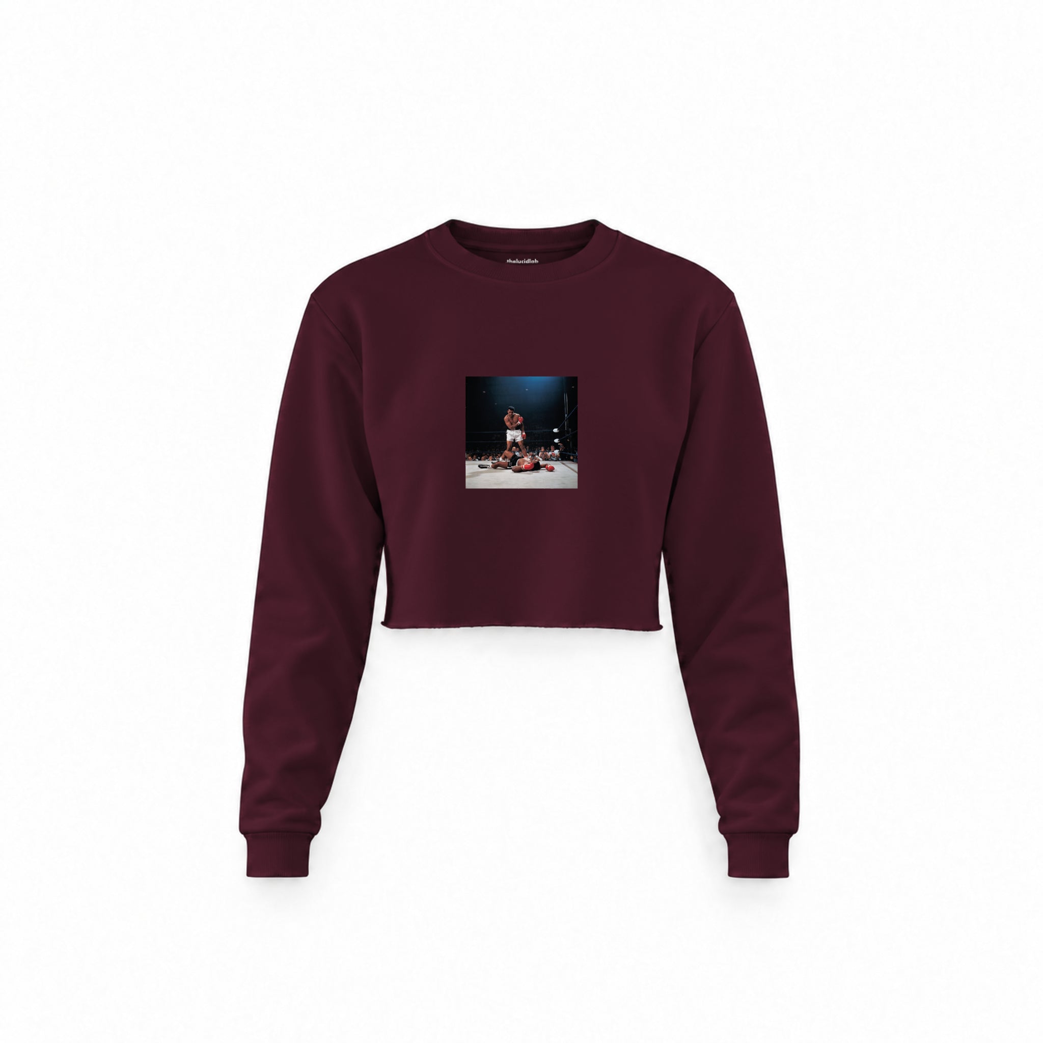Muhammed Ali And Sonny Liston Usa 1965 Crop Sweatshirt — Bordo — Görsel 1