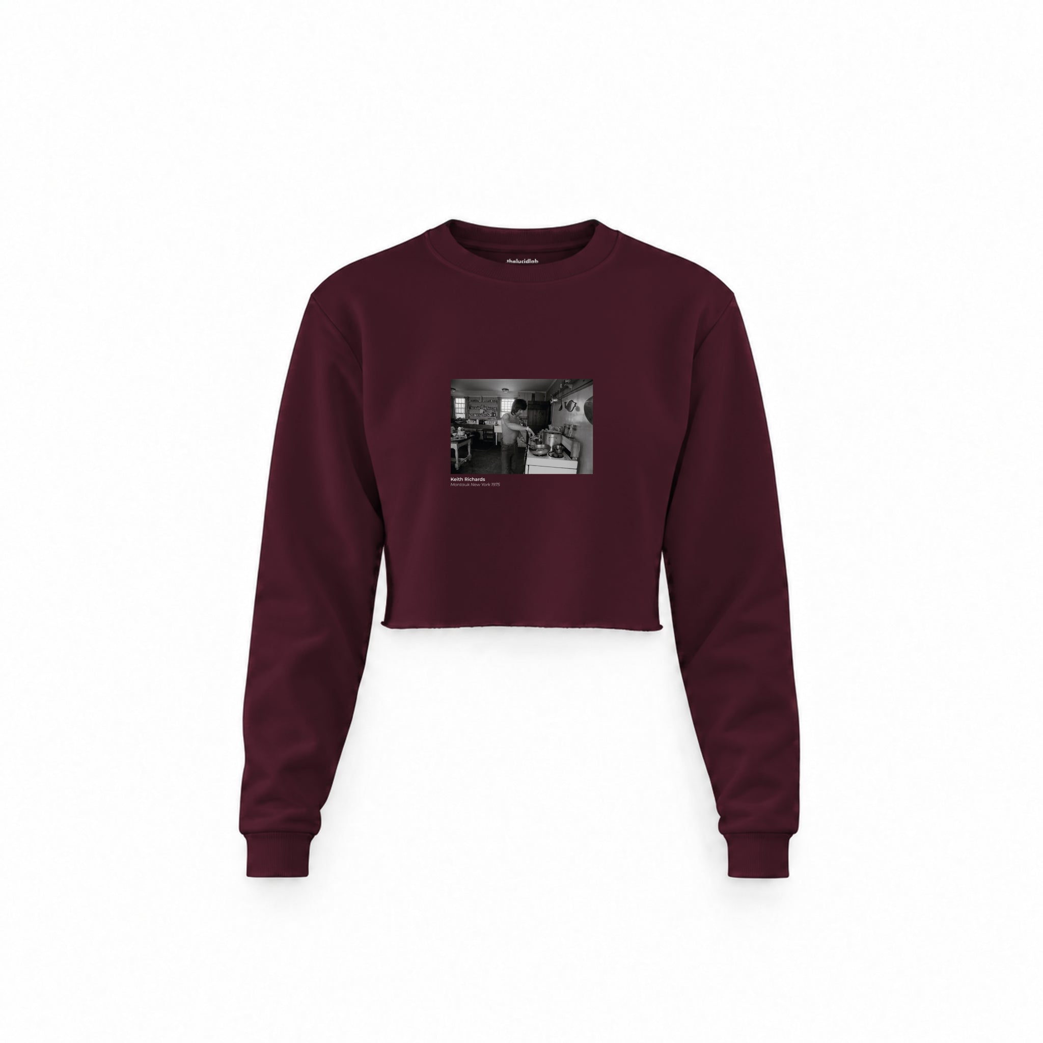 Keith Richards Montauk New York 1975 Crop Sweatshirt — Bordo — Görsel 1