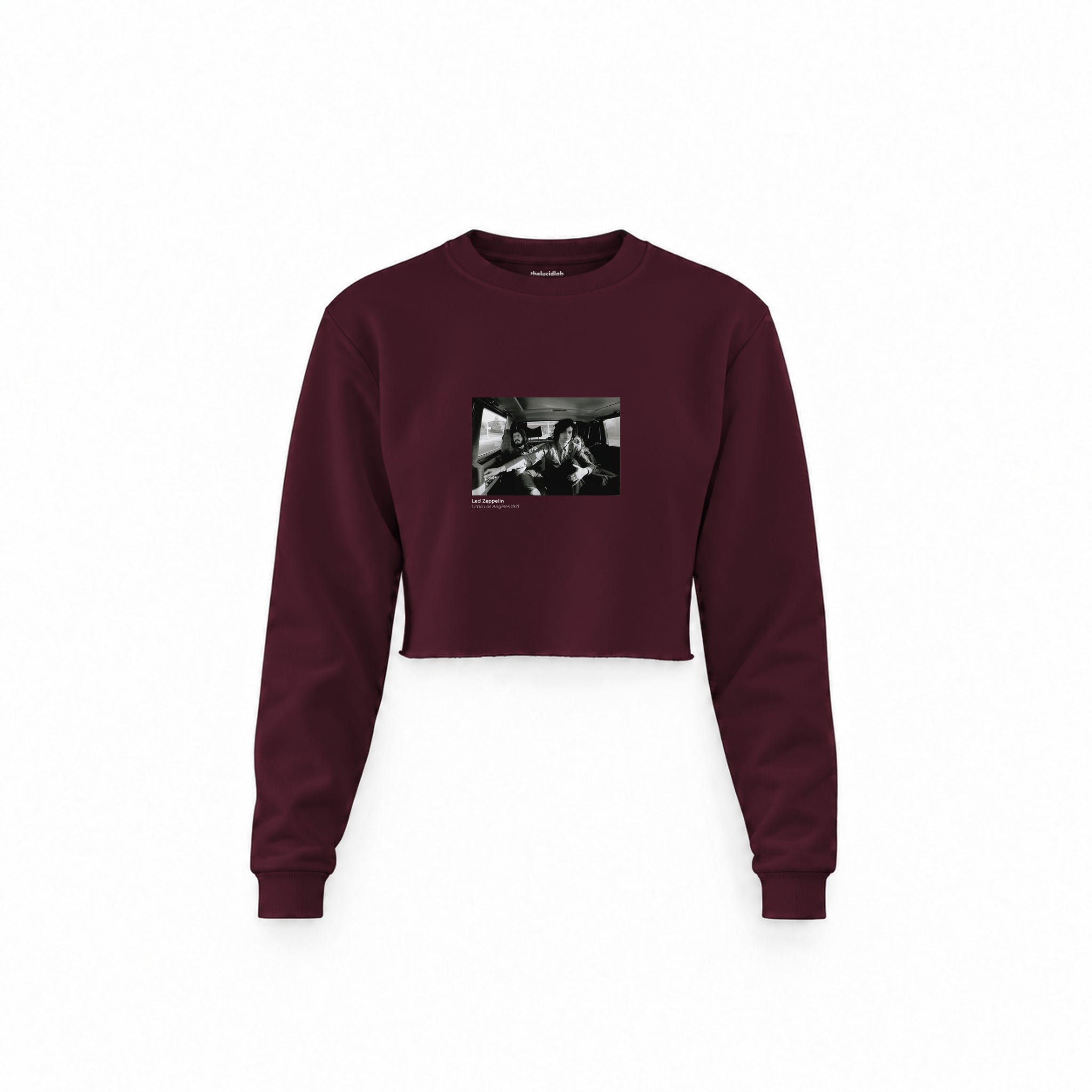Led Zeppelin Limo Los Angeles 1971 Crop Sweatshirt — Bordo — Görsel 1