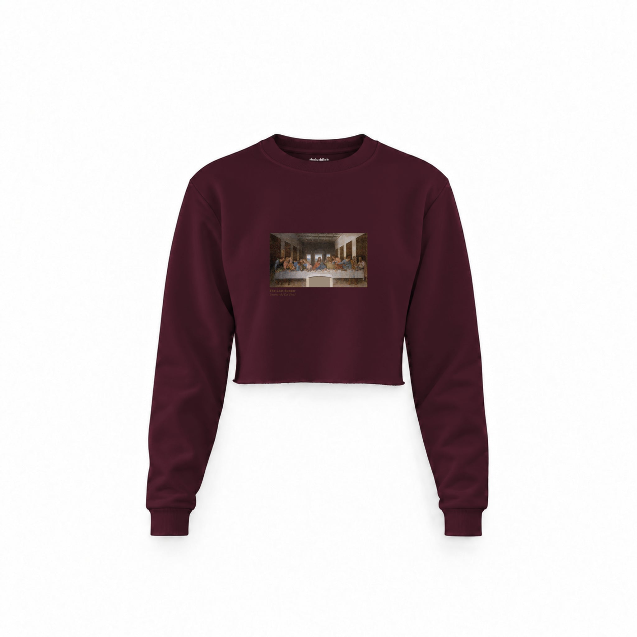 Son Akşam Yemeği Crop Sweatshirt — Bordo — Görsel 1