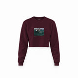 The Green Wave Crop Sweatshirt — Bordo — Görsel 1
