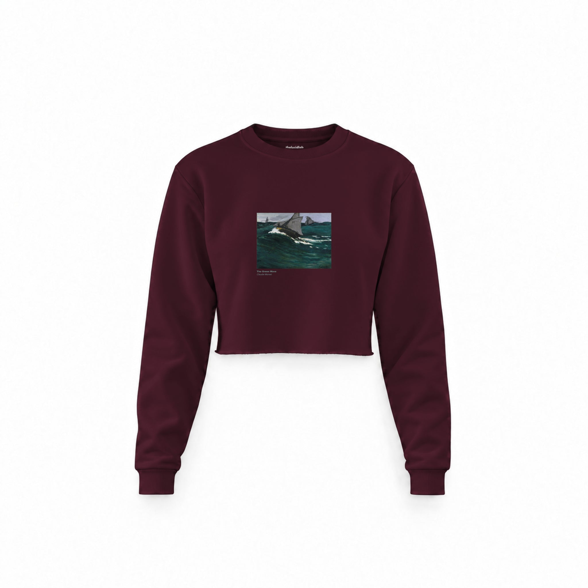 The Green Wave Crop Sweatshirt — Bordo — Görsel 1