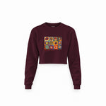 Color Study, Squares With Concentric Circles Crop Sweatshirt — Bordo — Görsel 1