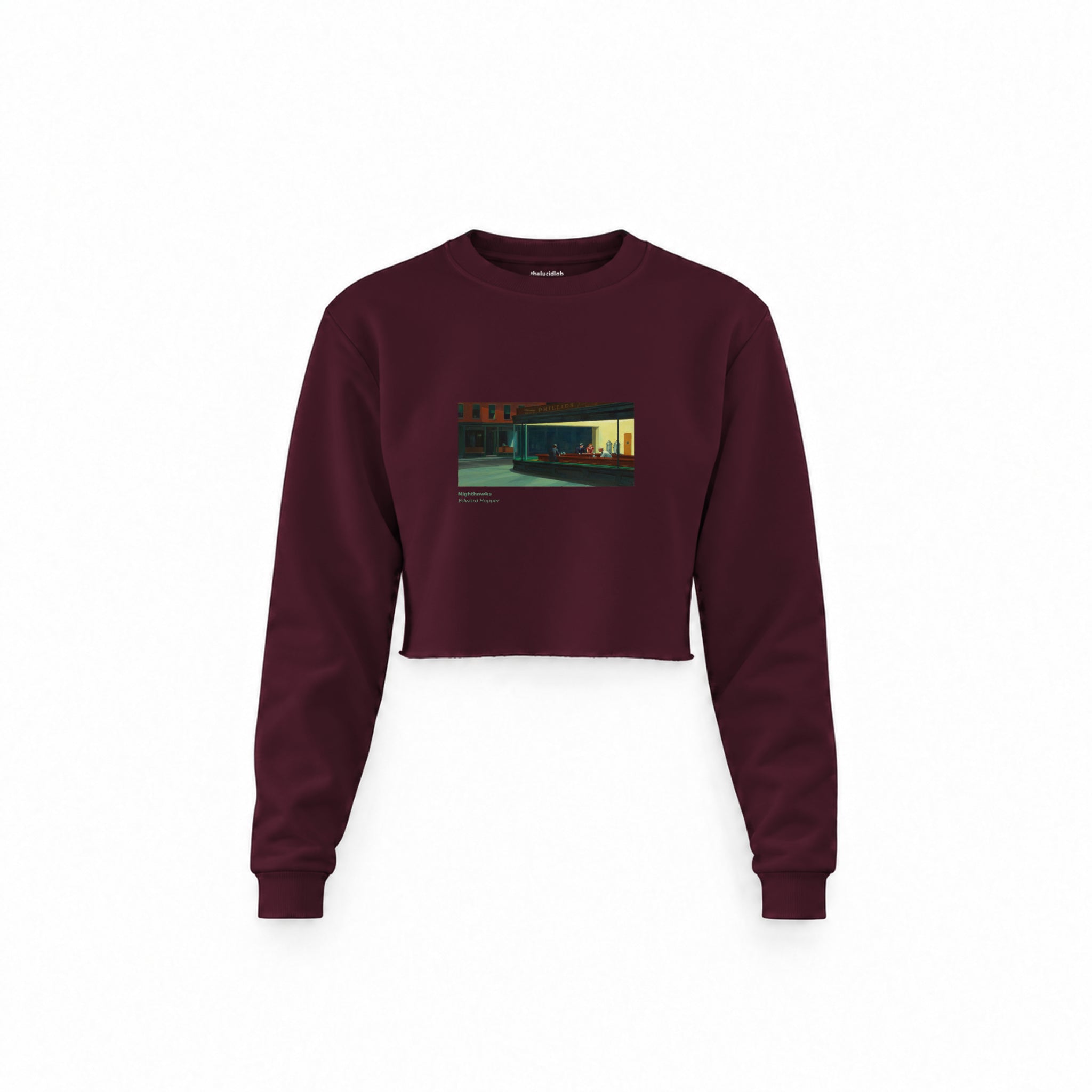 Nighthawks Crop Sweatshirt — Bordo — Görsel 1