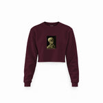Skull of a Skeleton with Burning Cigarette Crop Sweatshirt — Bordo — Görsel 1