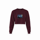 The Starry Night Crop Sweatshirt — Bordo — Görsel 1