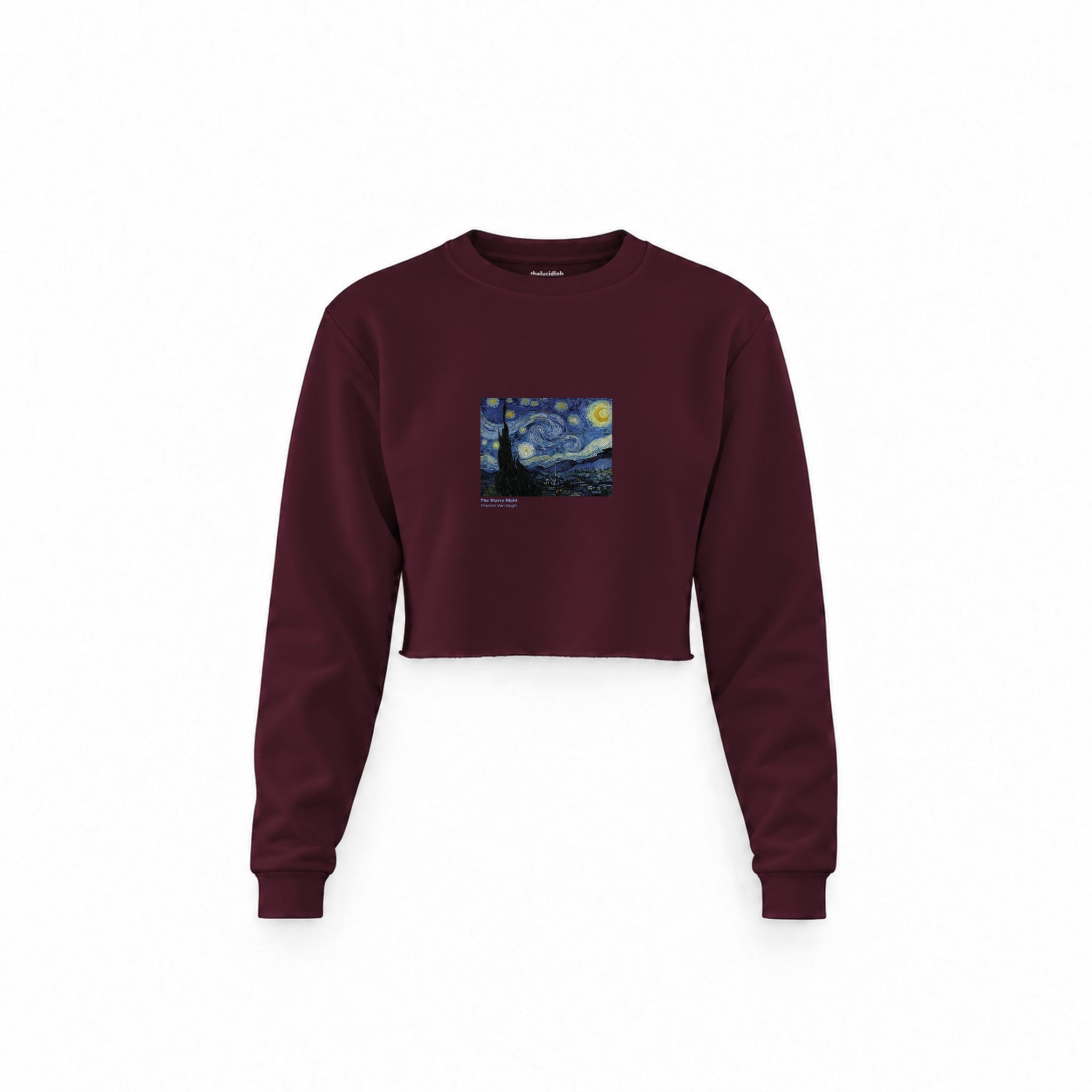 The Starry Night Crop Sweatshirt — Bordo — Görsel 1
