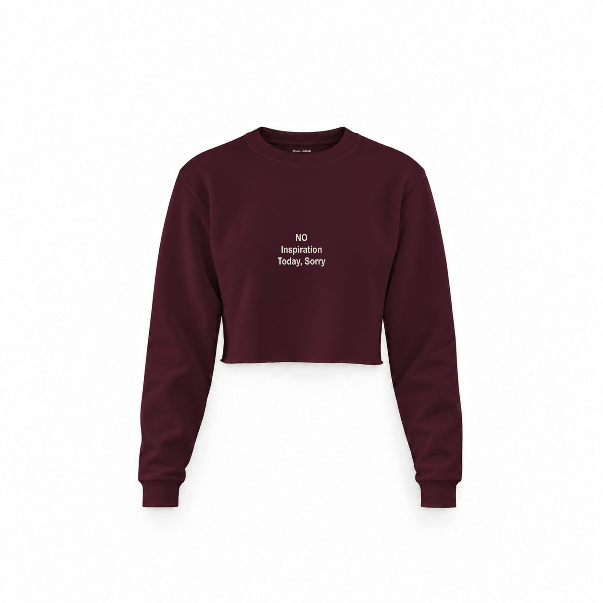 No Inspiration Today Sorry Crop Sweatshirt — Bordo — Görsel 1