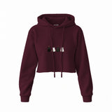 Twinkle Puffy Cats Crop Hoodie — Bordo — Görsel 1