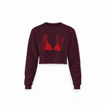 Red Bikini Crop Sweatshirt — Bordo — Görsel 1