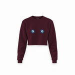 Nazar Crop Sweatshirt — Bordo — Görsel 1