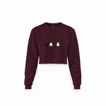 Twinkle Puffy Cats Crop Sweatshirt — Bordo — Görsel 1