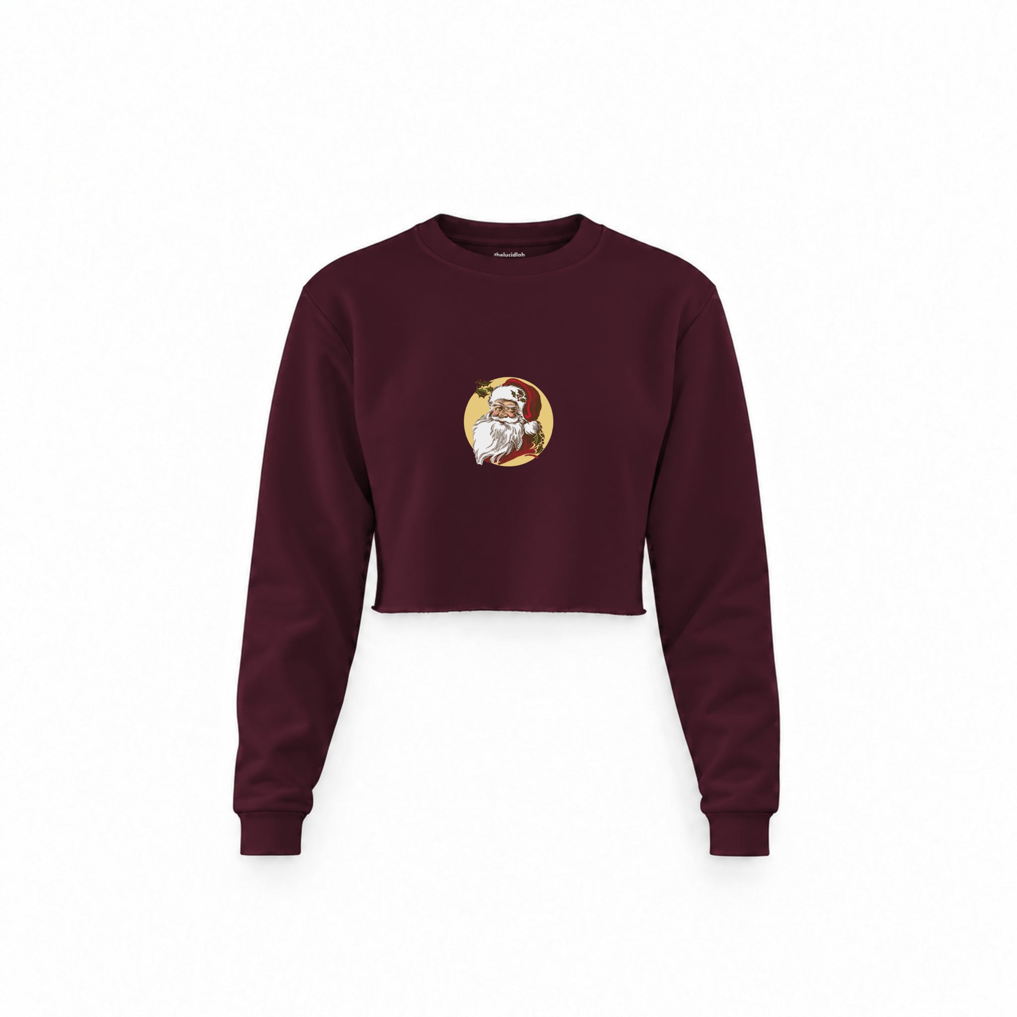 Vintage Santa Portrait Crop Sweatshirt — Bordo — Görsel 1