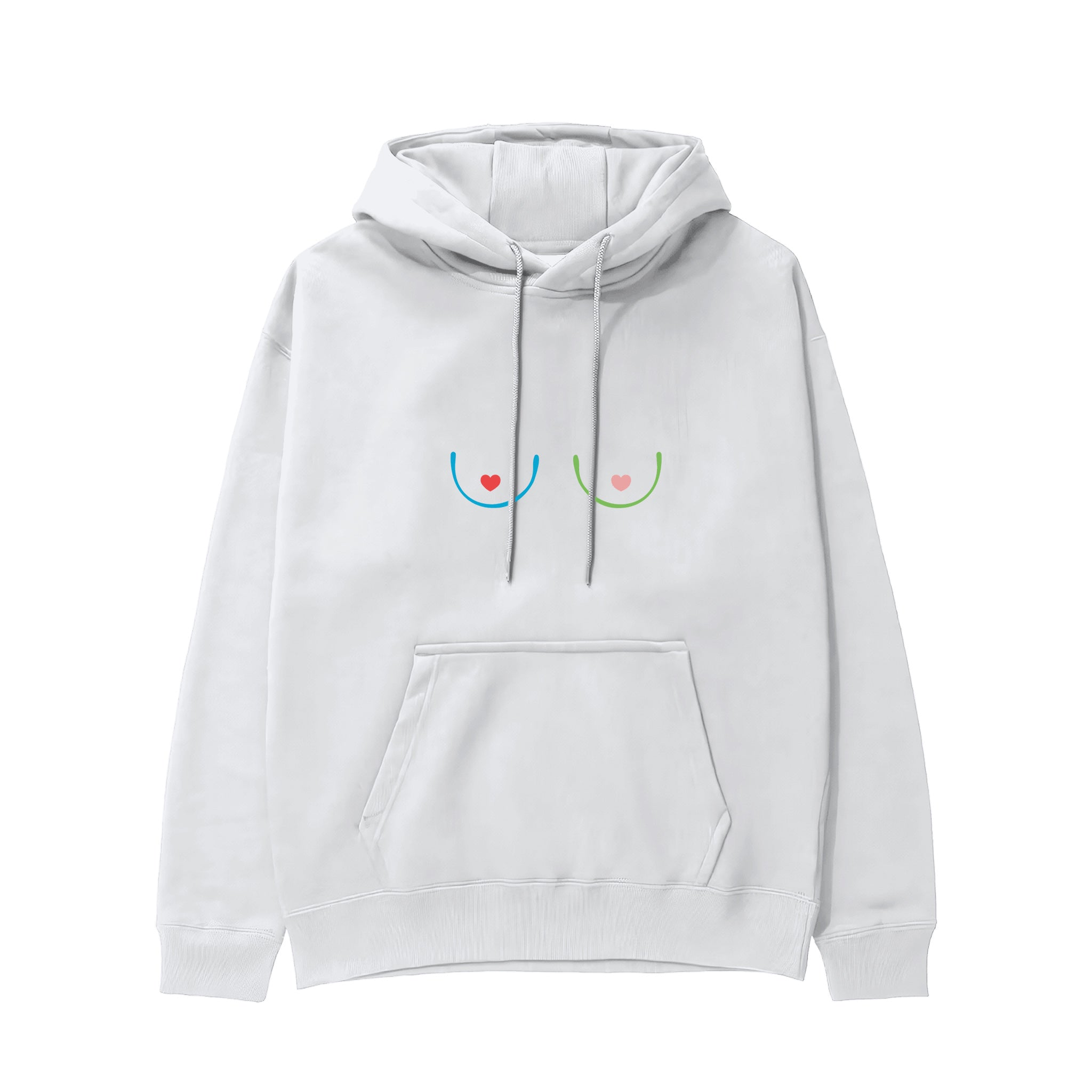 Boobs & Hearts Hoodie Beyaz Ön