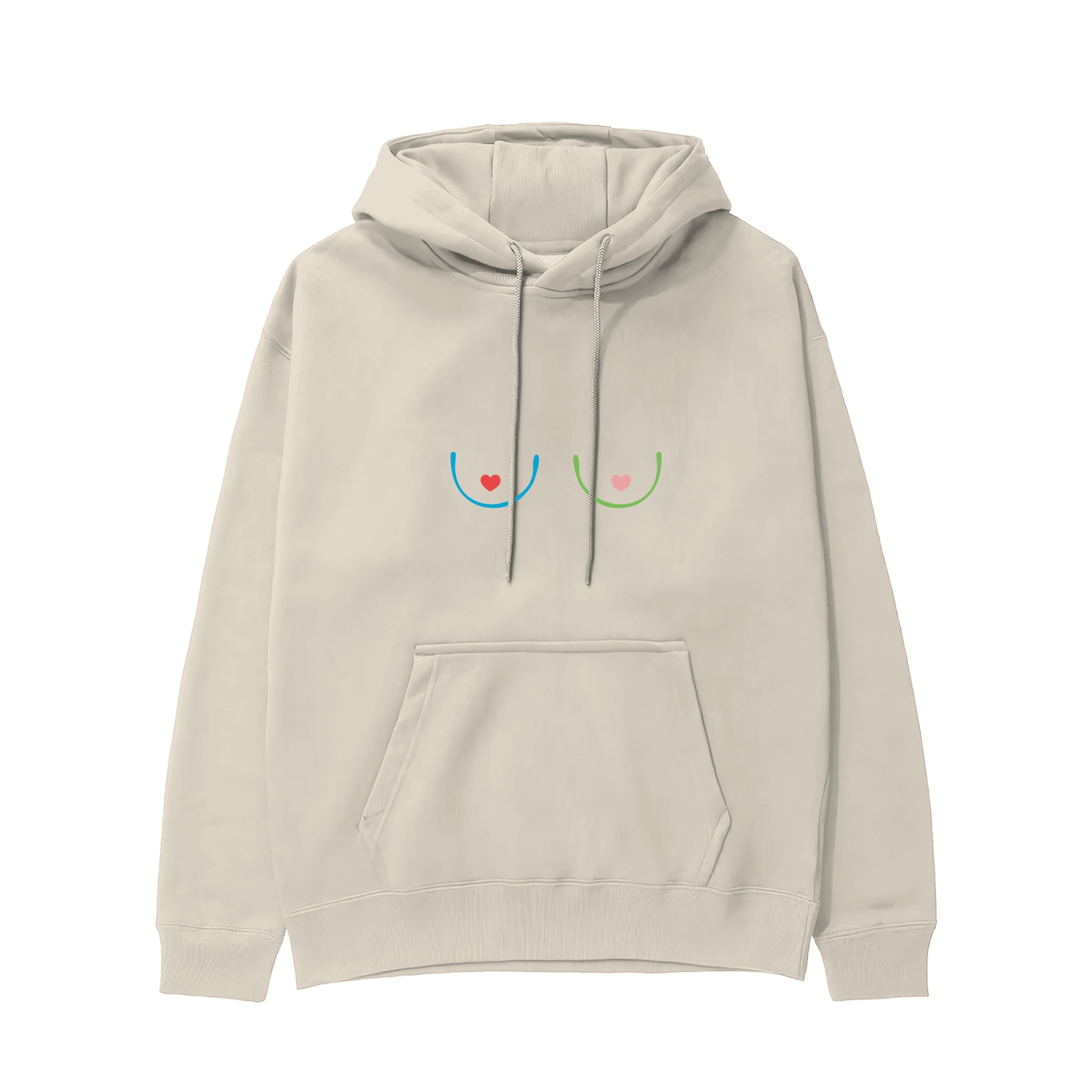Boobs & Hearts Hoodie Krem Ön