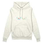 Boobs & Hearts Oversize Hoodie Beyaz Ön