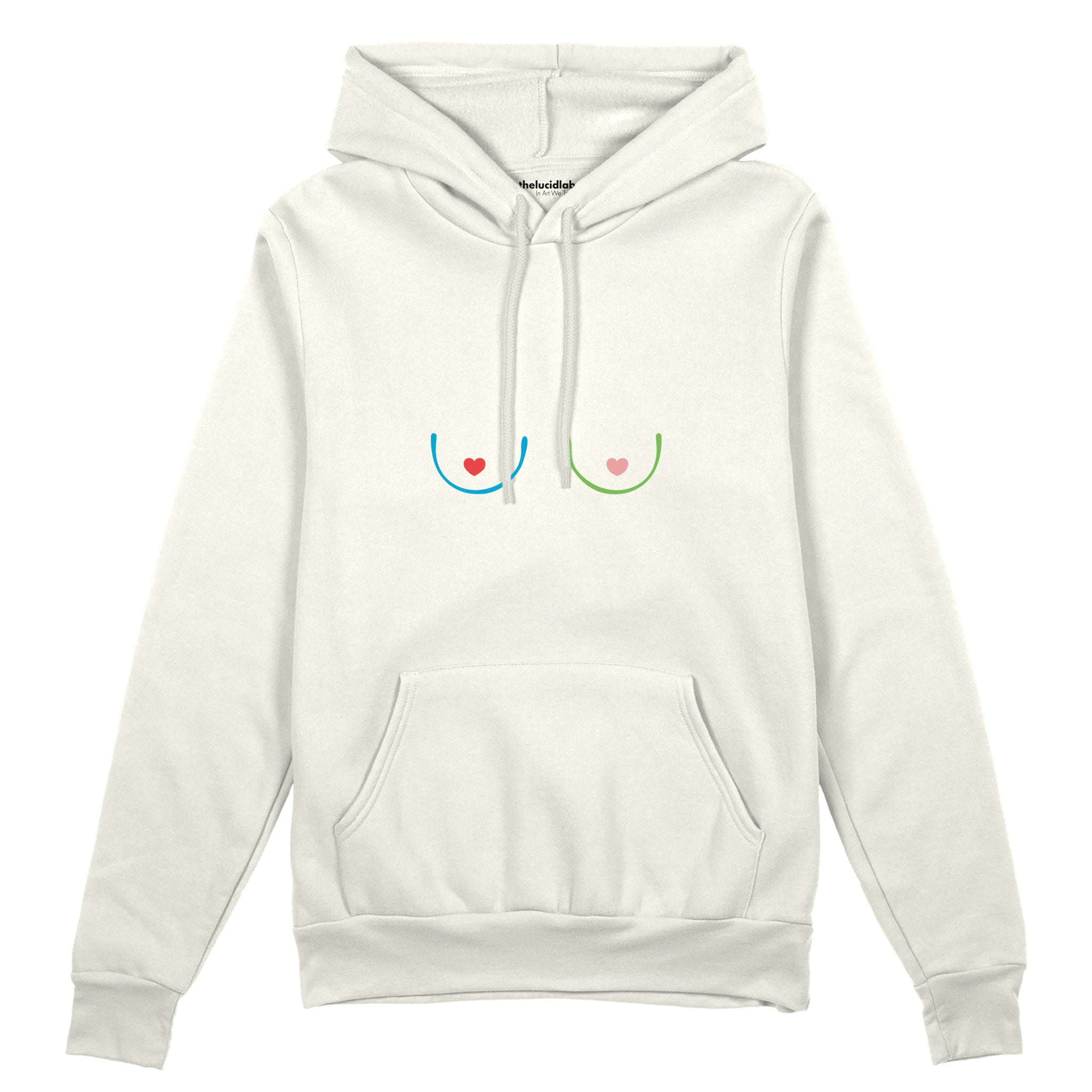 Boobs & Hearts Oversize Hoodie Beyaz Ön