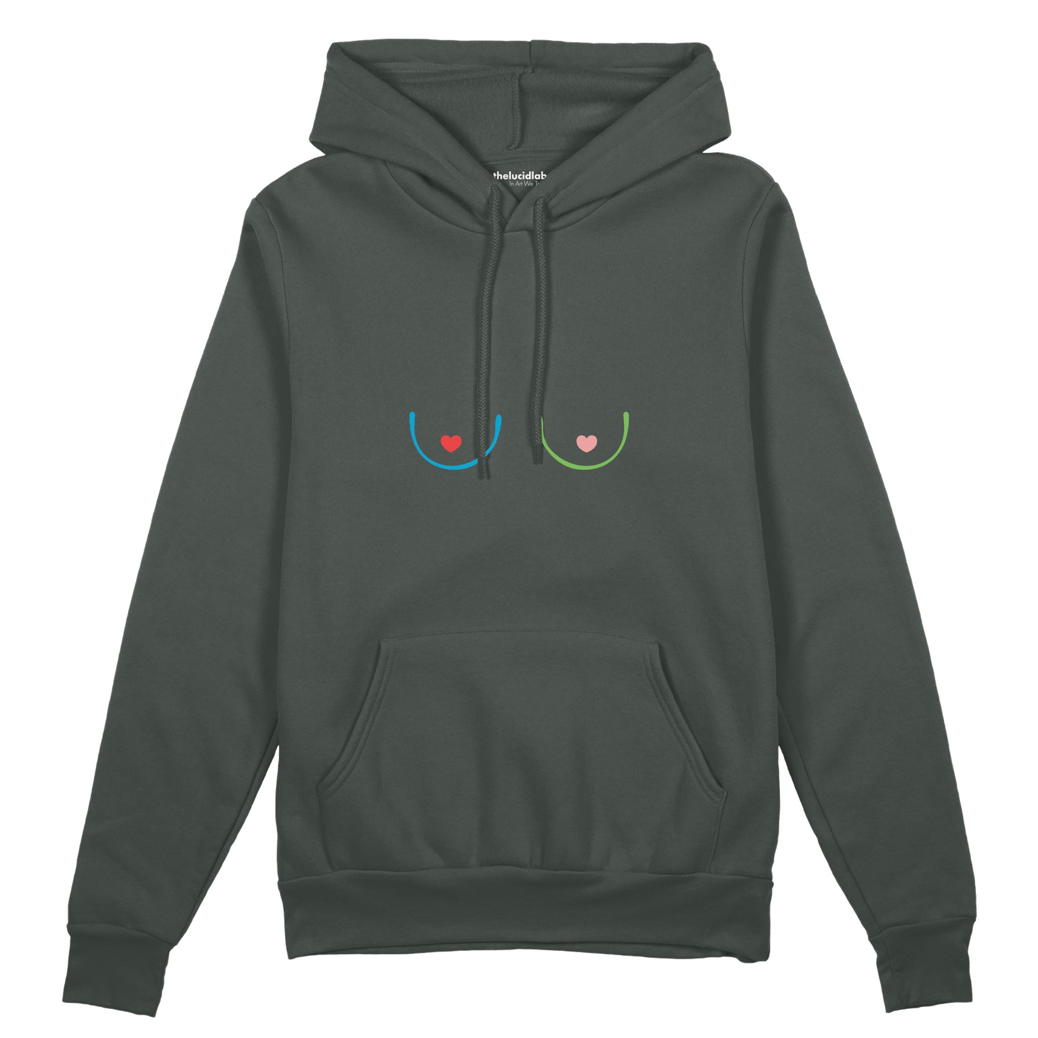 Boobs & Hearts Oversize Hoodie Antrasit Ön
