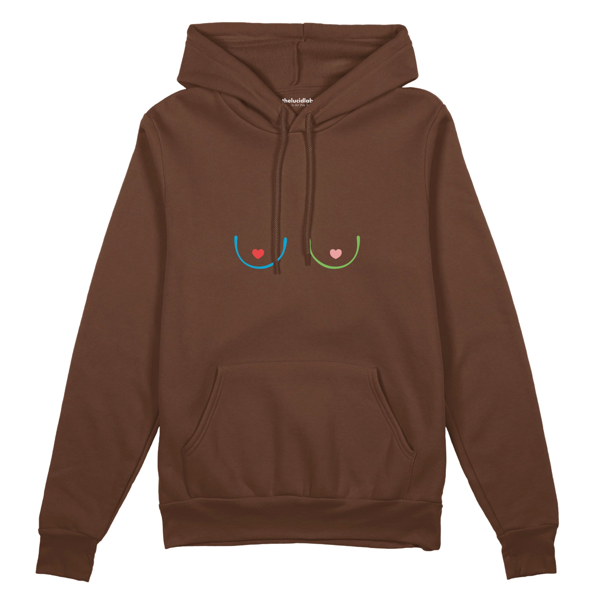 Boobs & Hearts Oversize Hoodie Kahverengi Ön
