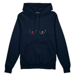 Boobs & Hearts Oversize Hoodie Lacivert Ön