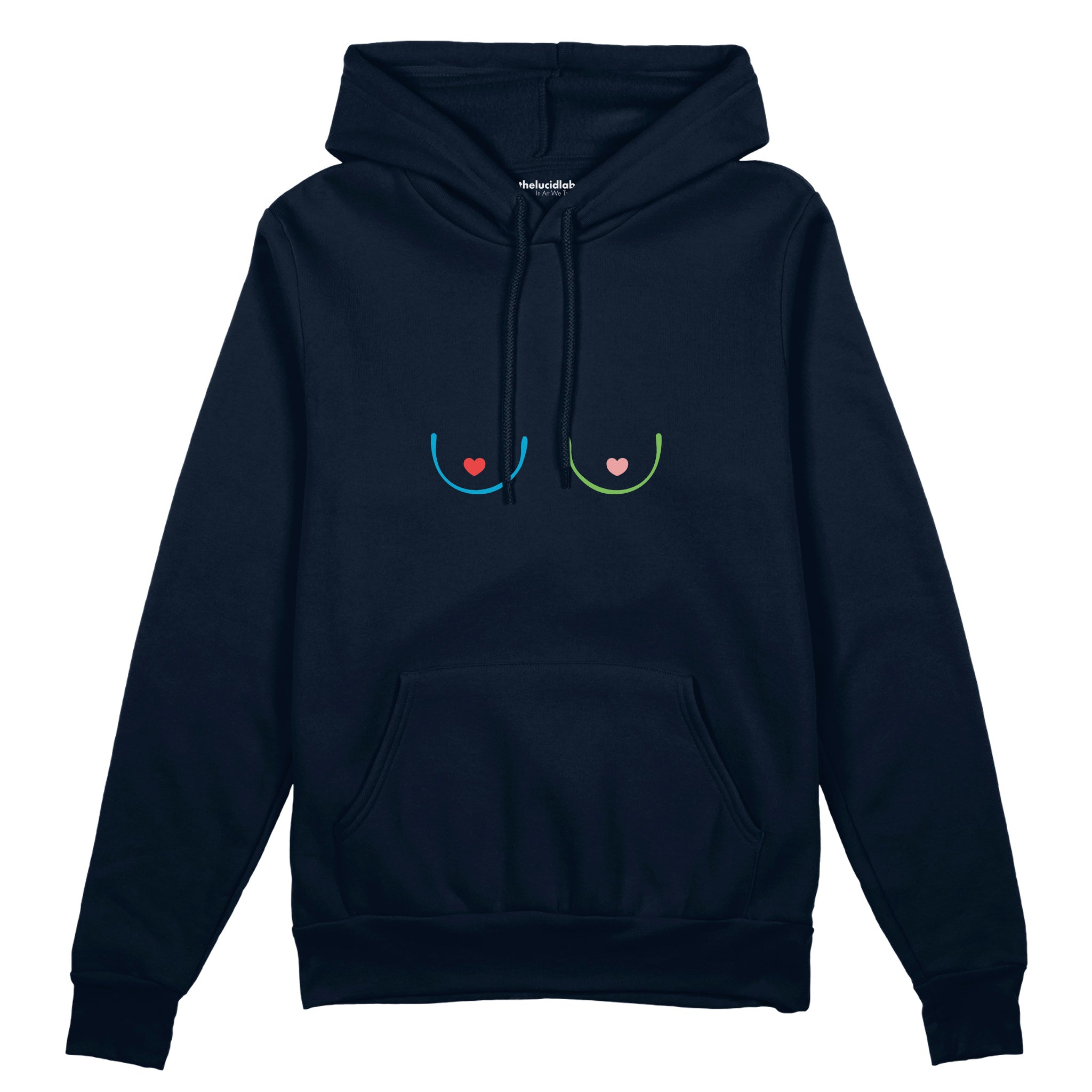 Boobs & Hearts Oversize Hoodie Lacivert Ön