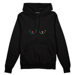 Boobs & Hearts Oversize Hoodie Siyah Ön