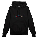 Boobs & Hearts Oversize Hoodie Siyah Ön