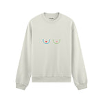 Boobs & Hearts Oversize Sweatshirt Beyaz Ön