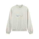 Boobs & Hearts Oversize Sweatshirt Beyaz Ön