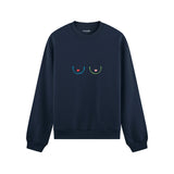 Boobs & Hearts Oversize Sweatshirt Lacivert Ön