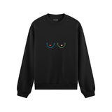 Boobs & Hearts Oversize Sweatshirt Siyah Ön